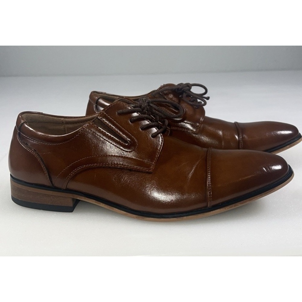 Guess GMSULAI-R Men's 8.5 Cognac Cap Toe Oxford Dress Shoes Brown Lace Up Excell